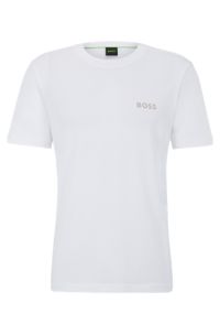 Cotton-jersey regular-fit T-shirt with 3D mesh logo