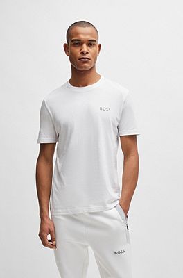 Cotton-jersey regular-fit T-shirt with 3D mesh logo