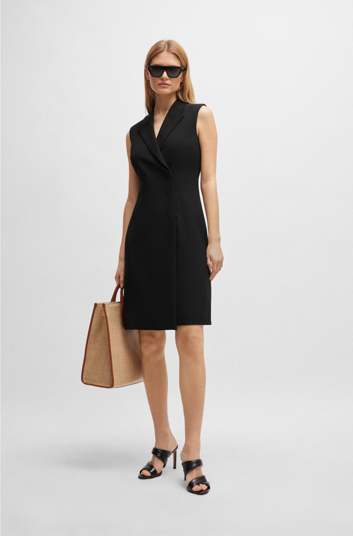 BOSS - Blazer-style sleeveless dress with concealed closure