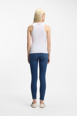 D&eacute;bardeur Slim en coton stretch m&eacute;lang&eacute;, Blanc