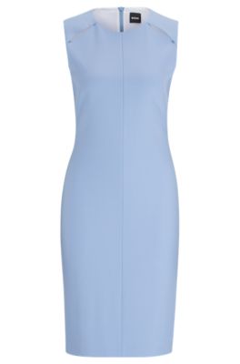 Shop Hugo Boss Sleeveless Dress With Cut-out Details In Blue