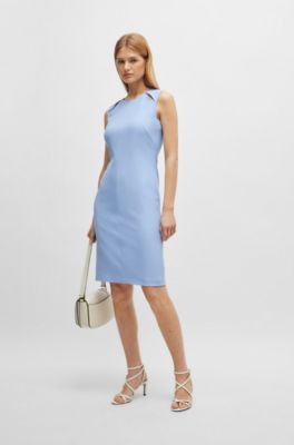 Robe sans manches &agrave; d&eacute;coupes, Bleu