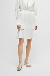 A-line skirt with ladder-lace trims, White