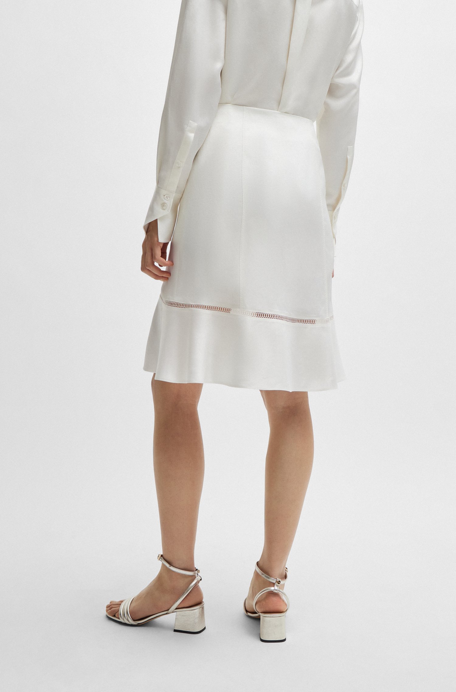 A-line skirt with ladder-lace trims