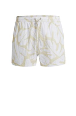 Shop Hugo Boss Quick-dry Swim Shorts With Seasonal Pattern In White
