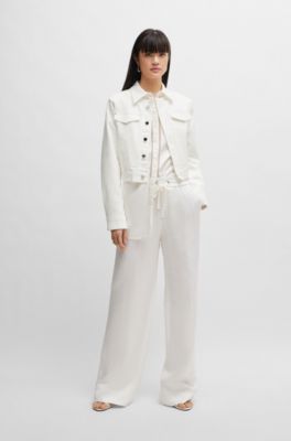 Relaxed-fit trousers with hardware-tipped drawcord, White