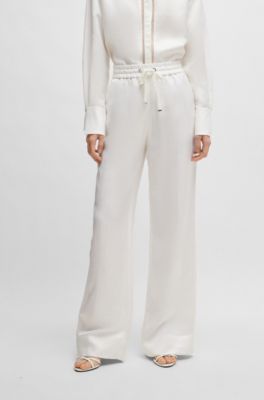 Relaxed-fit trousers with hardware-tipped drawcord, White