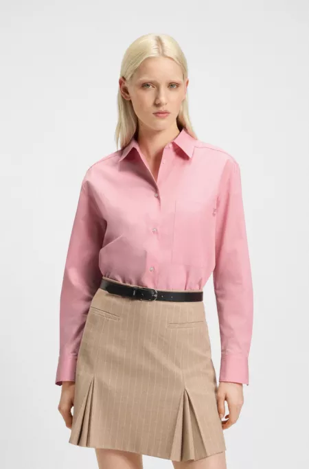 Oversized-fit blouse in cotton canvas