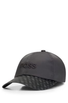 BOSS - Satin cap with embroidered logo and monogram visor