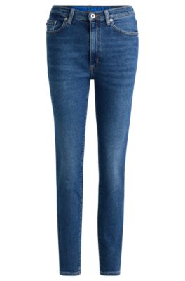 Shop Hugo Skinny-fit Jeans In Medium-blue Stretch Denim