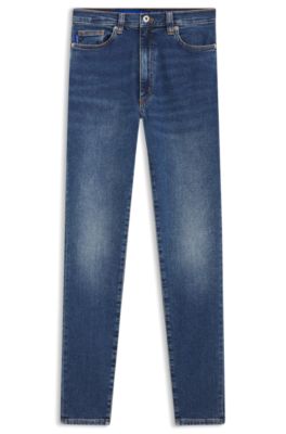 Shop Hugo Skinny-fit Jeans In Medium-blue Stretch Denim