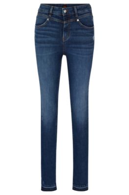 Shop Hugo Boss Dark-blue Jeans In Supreme-movement Denim In Dark Blue