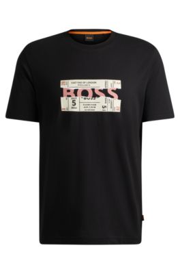 Shop Hugo Boss Regular-fit T-shirt In Cotton With Seasonal Artwork In Black