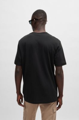 Regular-fit T-shirt in cotton with seasonal artwork, Black