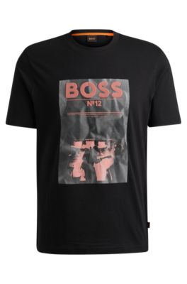 Regular-fit T-shirt in cotton with seasonal artwork, Black