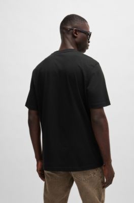 Regular-fit T-shirt in cotton with seasonal artwork, Black