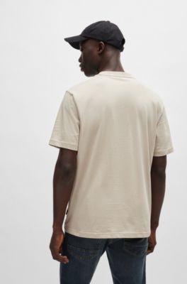 Regular-fit T-shirt in cotton with seasonal artwork, Light Beige
