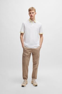 BOSS - Cotton-piqué polo shirt with patterned trims