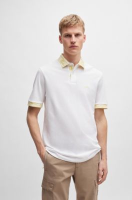 BOSS - Cotton-piqué polo shirt with patterned trims