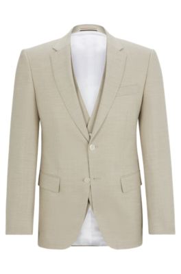 BOSS - Slim-fit suit in a hopsack-weave wool blend