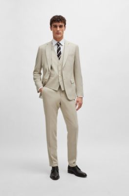 Slim-fit suit in a hopsack-weave wool blend, Light Beige
