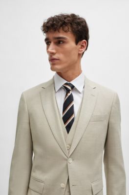 Slim-fit suit in a hopsack-weave wool blend, Light Beige