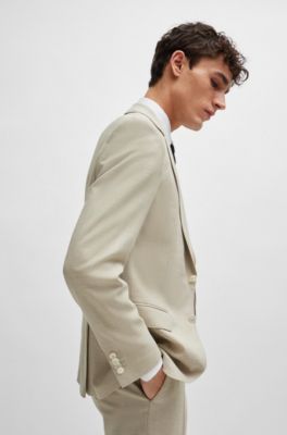 Slim-fit suit in a hopsack-weave wool blend, Light Beige