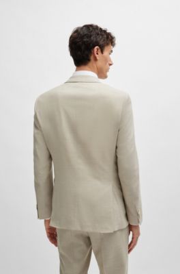 Slim-fit suit in a hopsack-weave wool blend, Light Beige