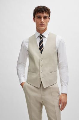 Slim-fit suit in a hopsack-weave wool blend, Light Beige