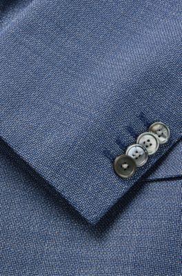 Slim-fit suit in a hopsack-weave wool blend, Blue