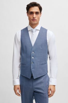 Slim-fit suit in a hopsack-weave wool blend, Blue
