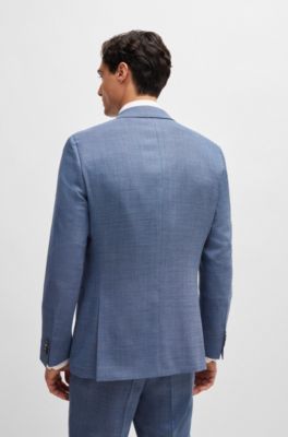 Slim-fit suit in a hopsack-weave wool blend, Blue