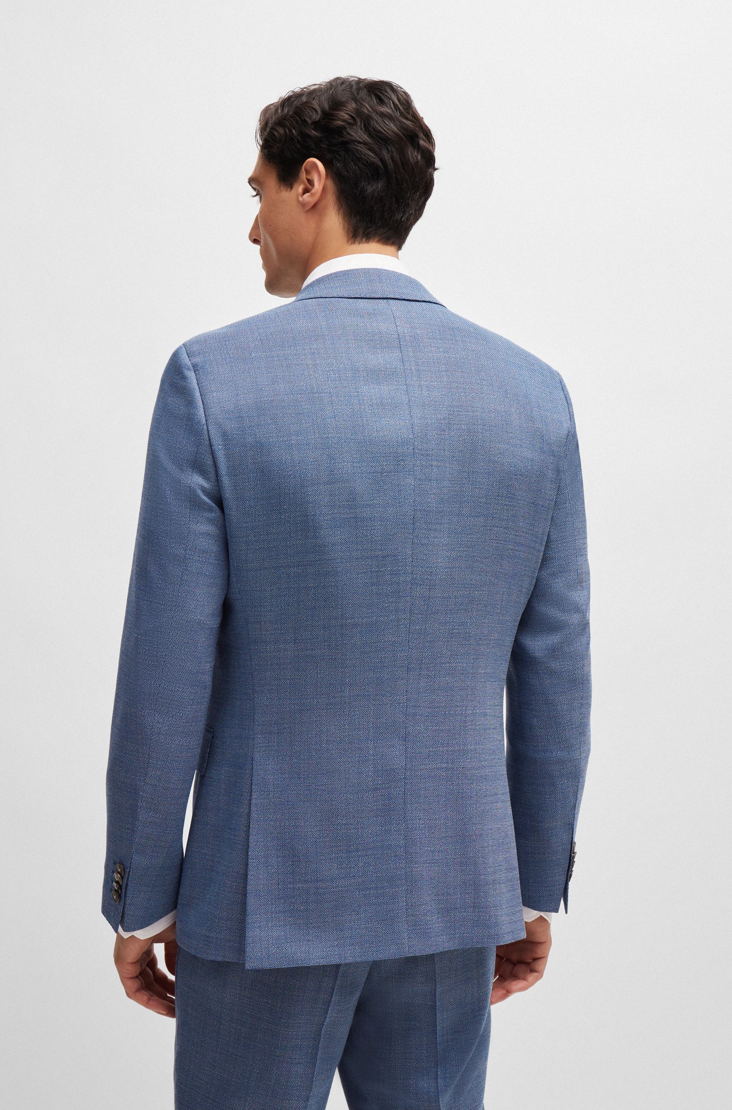 Slim-fit suit a hopsack-weave wool blend