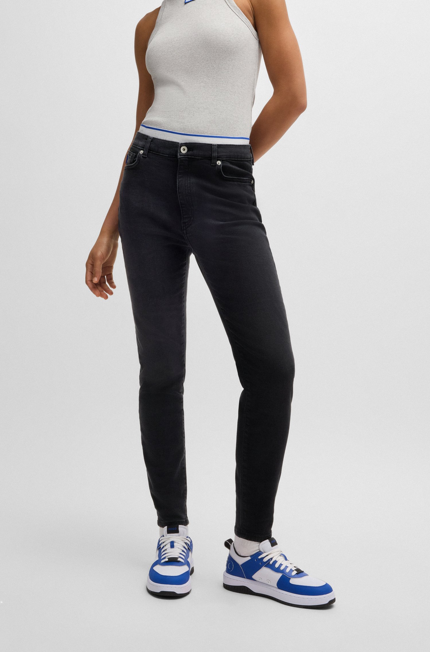 Skinny-fit jeans black stretch denim
