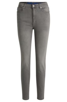 Shop Hugo Skinny-fit Jeans In Dark-gray Stretch Denim In Dark Grey