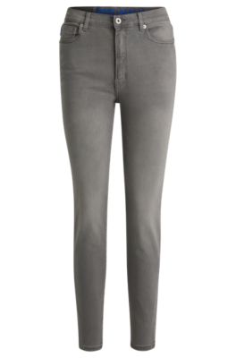 Hugo Boss Skinny-fit Jeans In Dark-gray Stretch Denim In Dark Grey