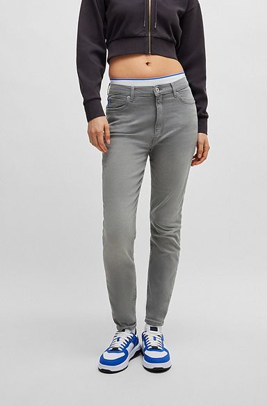 Skinny-fit jeans in dark-gray stretch denim, Dark Grey