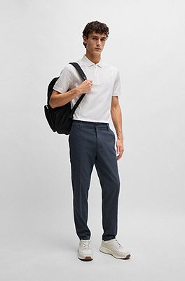 BOSS - Zip-neck polo shirt in stretch cotton