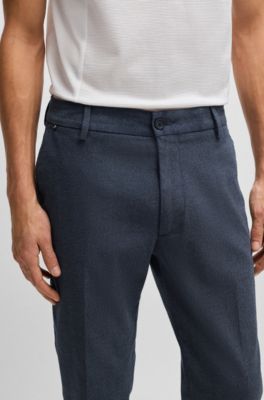 Pantalones regular fit en sarga de algod&oacute;n, Azul oscuro