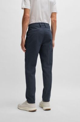 Pantalones regular fit en sarga de algod&oacute;n, Azul oscuro