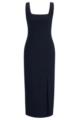 Shop Hugo Boss Business Dress With Seaming Details In Dark Blue