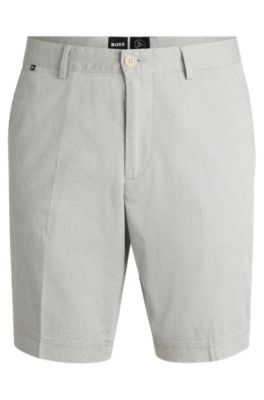 Hugo Boss Slim-fit Shorts In Melange Twill In White