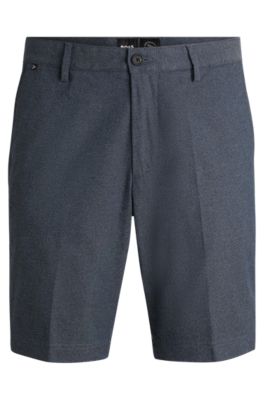 Hugo Boss Slim-fit Shorts In Melange Twill In Dark Blue