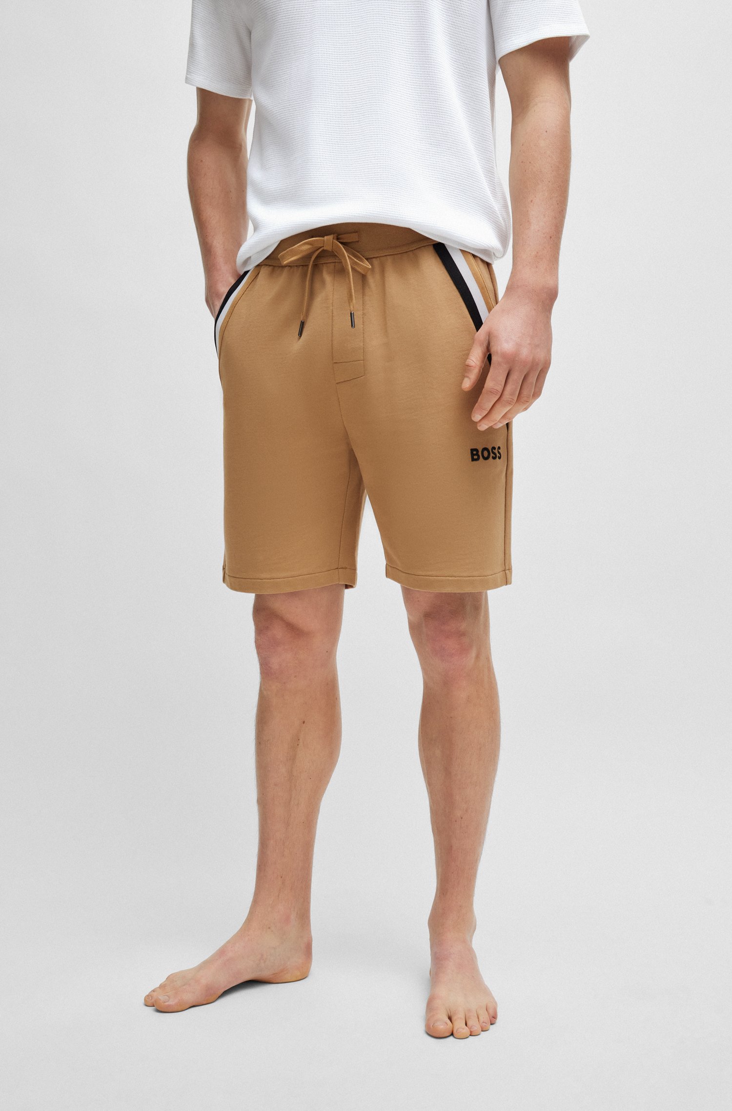 Shorts de felpa algodón con cinta rayas la marca