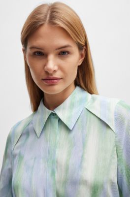 BOSS Silk blouse with seasonal stripe print