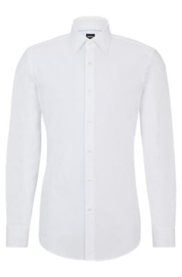 Hugo Boss Slim-fit Shirt In Easy-iron Cotton Poplin In White