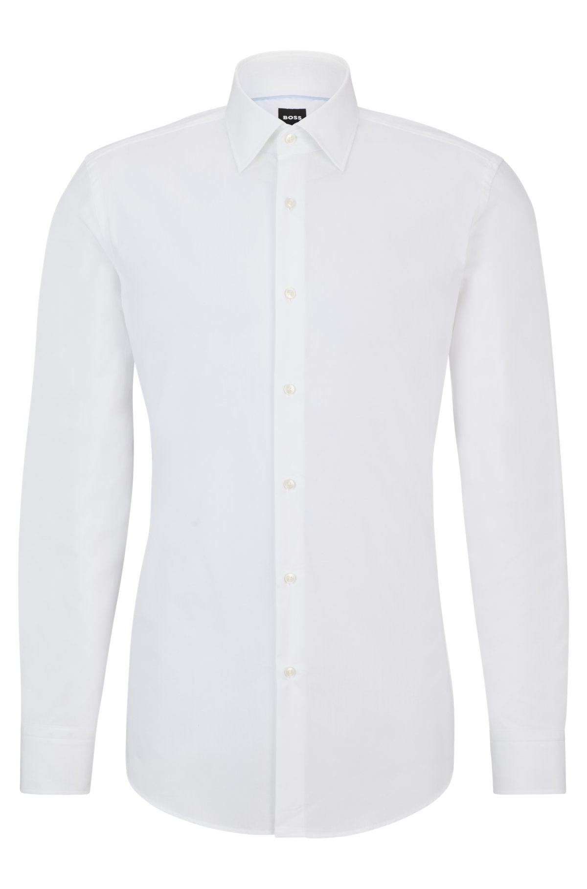 Slim-fit shirt in easy-iron cotton poplin, White