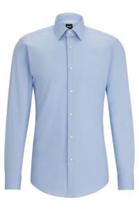 BOSS - Slim-fit shirt in easy-iron cotton poplin