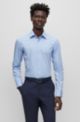 Slim-fit shirt in easy-iron cotton poplin, Light Blue