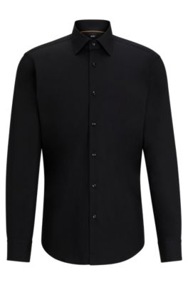 Hugo Boss Regular-fit Shirt In Easy-iron Cotton Poplin In Black